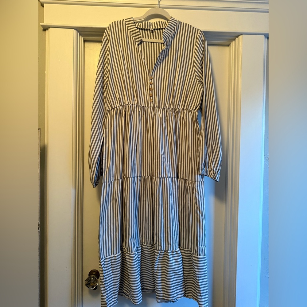 Maxi Striped Tiered Dress, XL